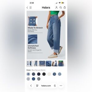 HALARA Women's Flex High Waisted, Rolled Hem Wide Leg Jean